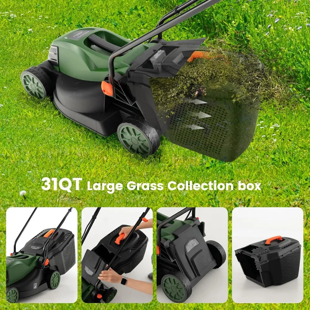 12-AMP 14-Inch Walk-Behind Lawnmower with Collection Box