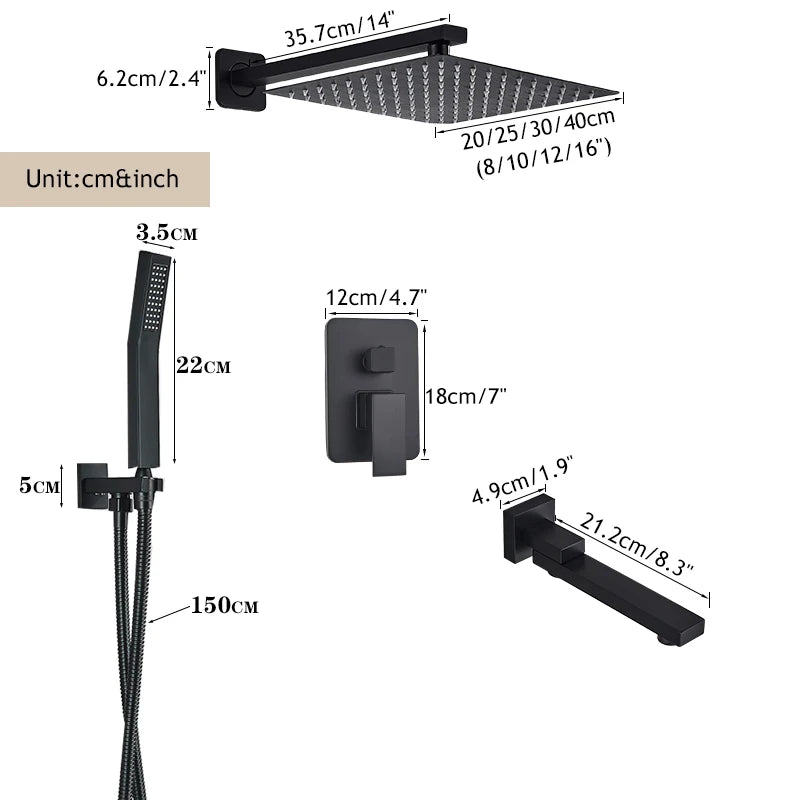 Wall Mounted Bathtub Shower Mixer Tap Shower Set