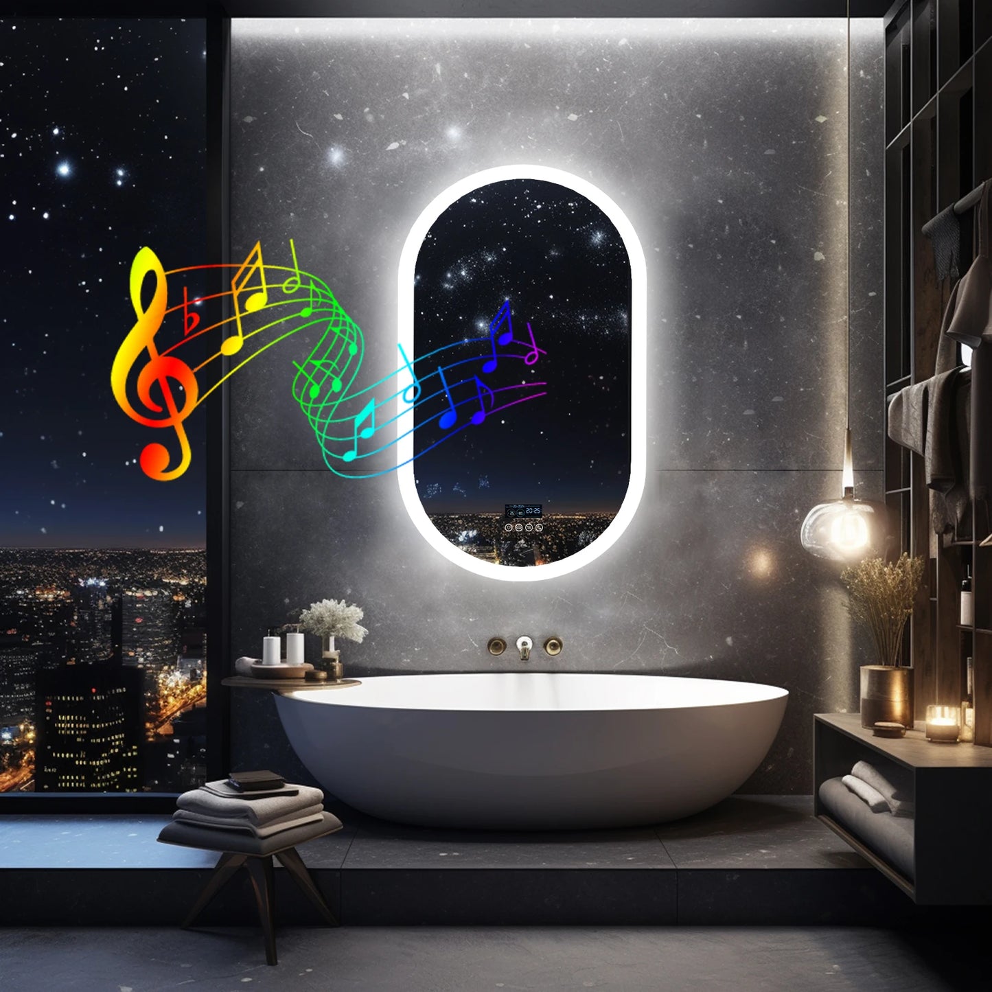 LED Lighted Bathroom Mirror with Bluetooth Speaker