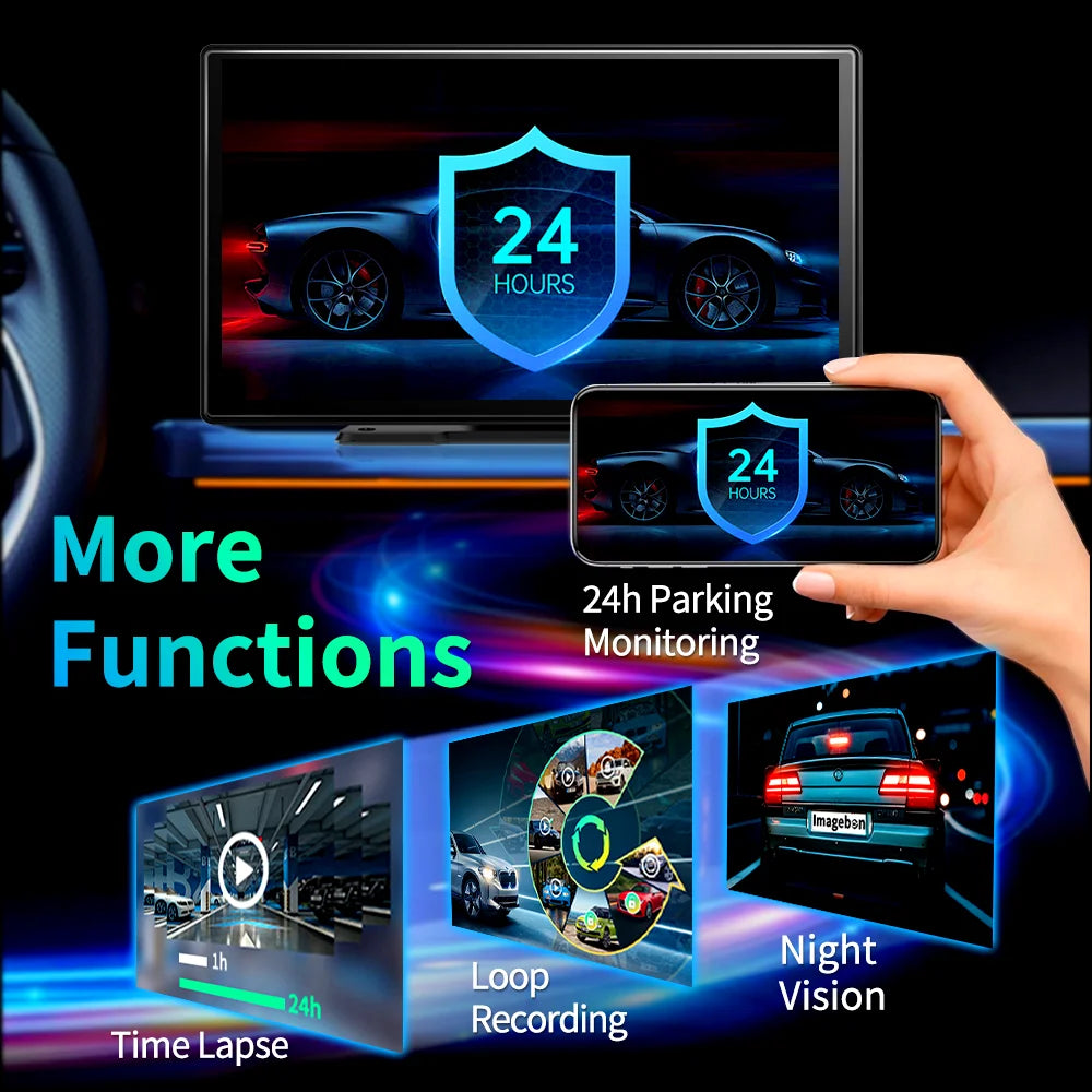 9'' Imagebon A8Pro ADAS Wireless Carplay & Android Auto Dash Cam