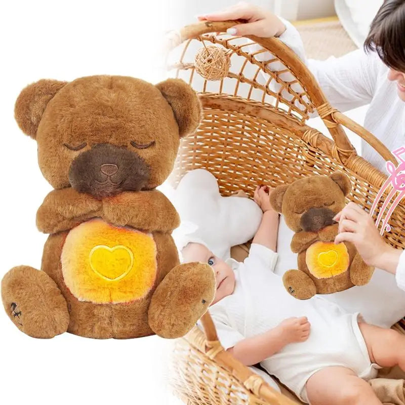 30cm Breathing Bear Baby Animals Plush Toys Kids Sleeping Appease Companion Snoring Doll with Sound and Light Birthday Gift