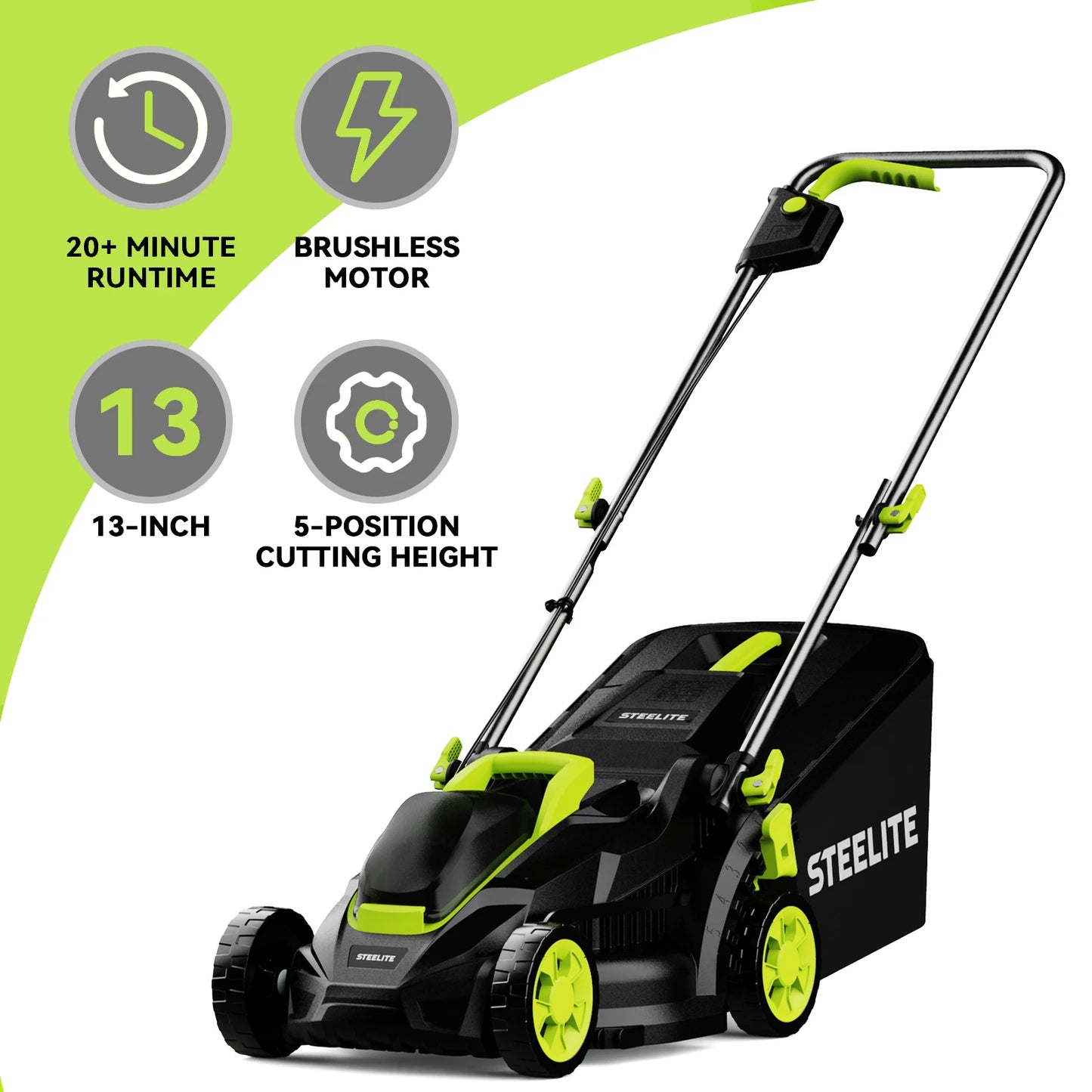 2-in-1 Lightweight Cordless Lawn Mower Brushless with 21V 4.0Ah Battery and Charger
