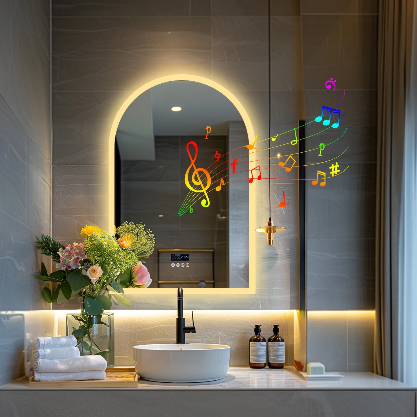 LED Lighted Bathroom Mirror with Bluetooth Speaker