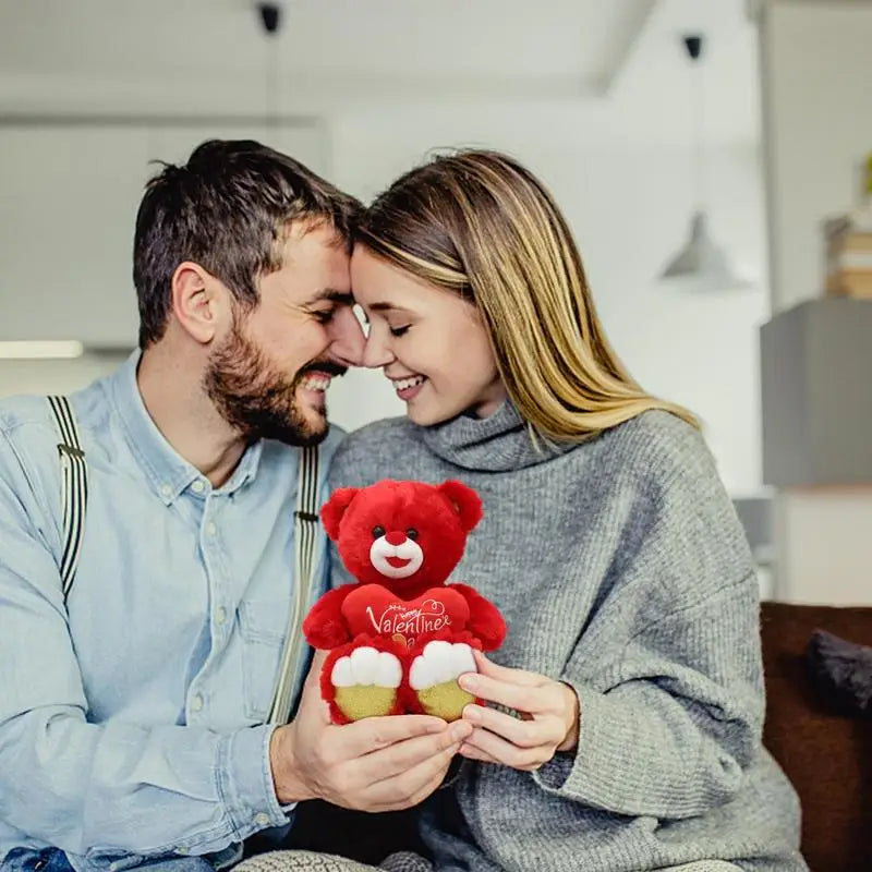 Cute Bear Plushies Bear Toy Stuffed Animal With Red Heart Valentine's Day