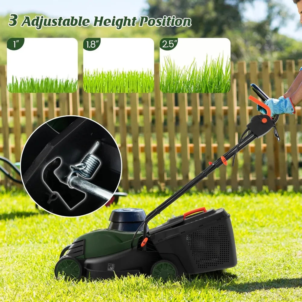 12-AMP 14-Inch Walk-Behind Lawnmower with Collection Box