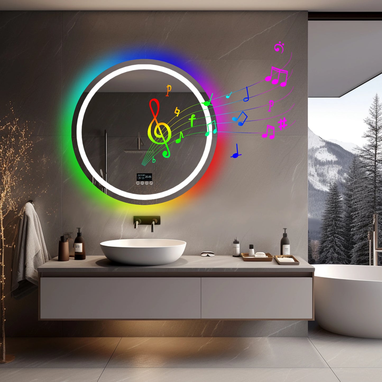 LED Lighted Bathroom Mirror with Bluetooth Speaker