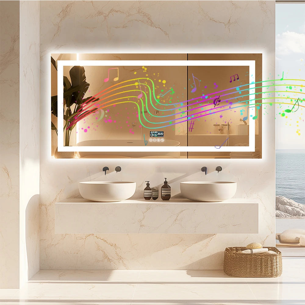 LED Lighted Bathroom Mirror with Bluetooth Speaker