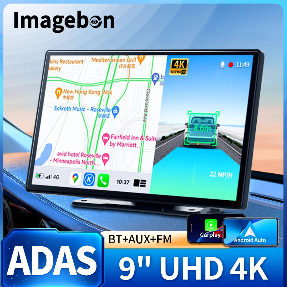 9'' Imagebon A8Pro ADAS Wireless Carplay & Android Auto Dash Cam