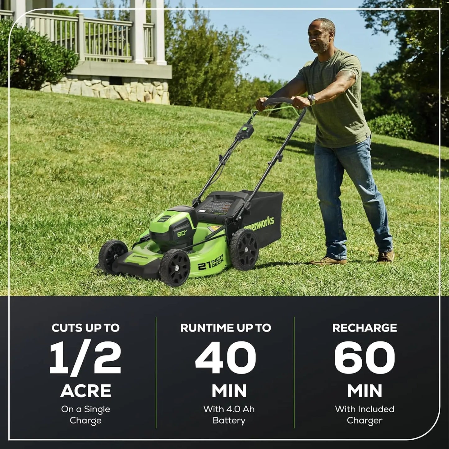 Greenworks 80V 21" Brushless Cordless (Push) Lawn Mower