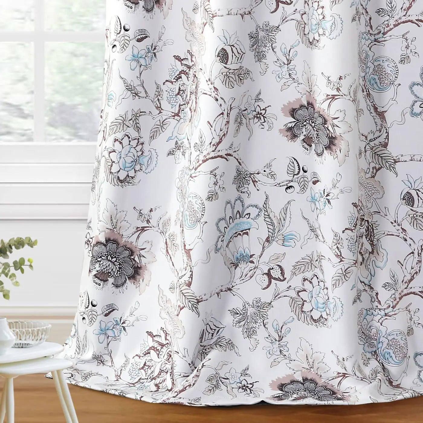 Blackout Curtains 96 Inch Length 2 Panels Set Floral Print Curtain Drapes