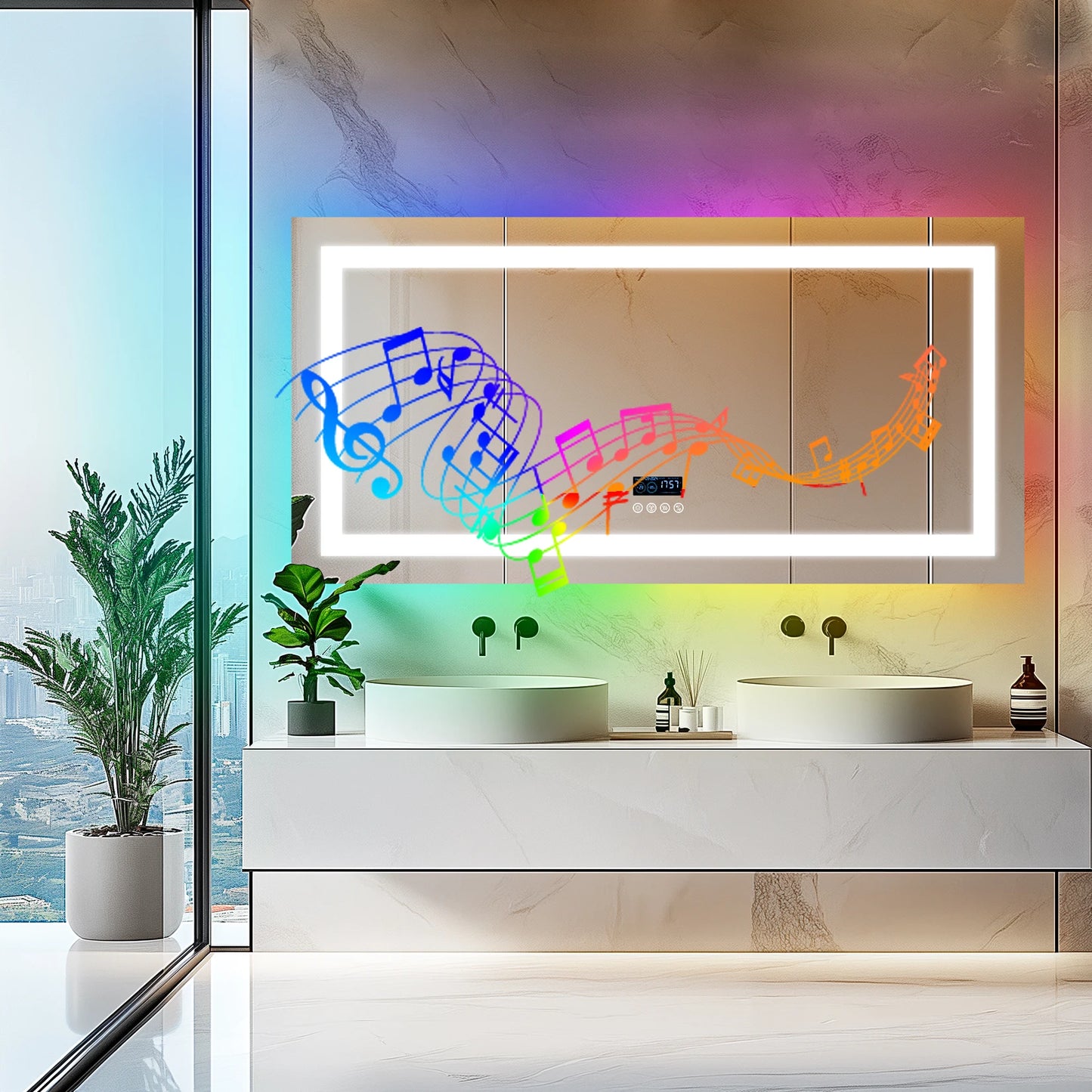 LED Lighted Bathroom Mirror with Bluetooth Speaker