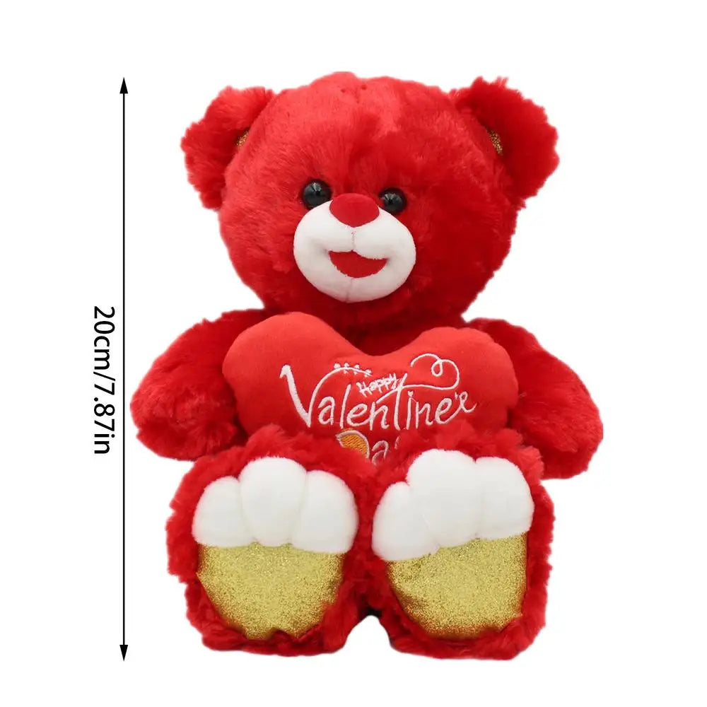 Cute Bear Plushies Bear Toy Stuffed Animal With Red Heart Valentine's Day