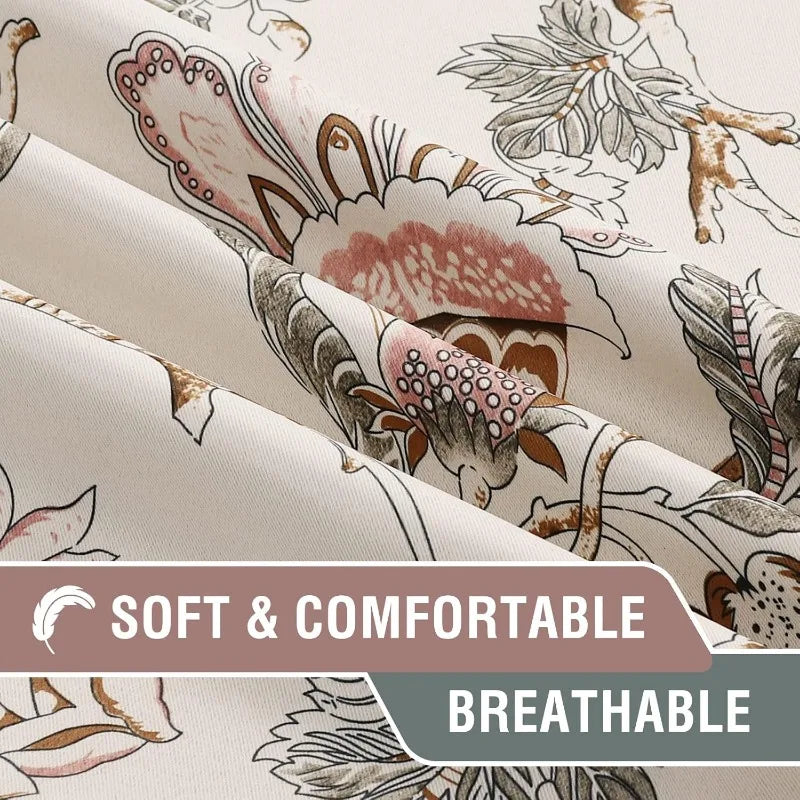 Blackout Curtains 96 Inch Length 2 Panels Set Floral Print Curtain Drapes