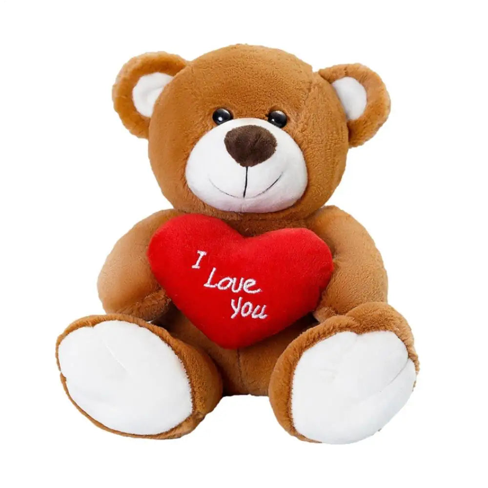 Cute Bear Plushies Bear Toy Stuffed Animal With Red Heart Valentine's Day