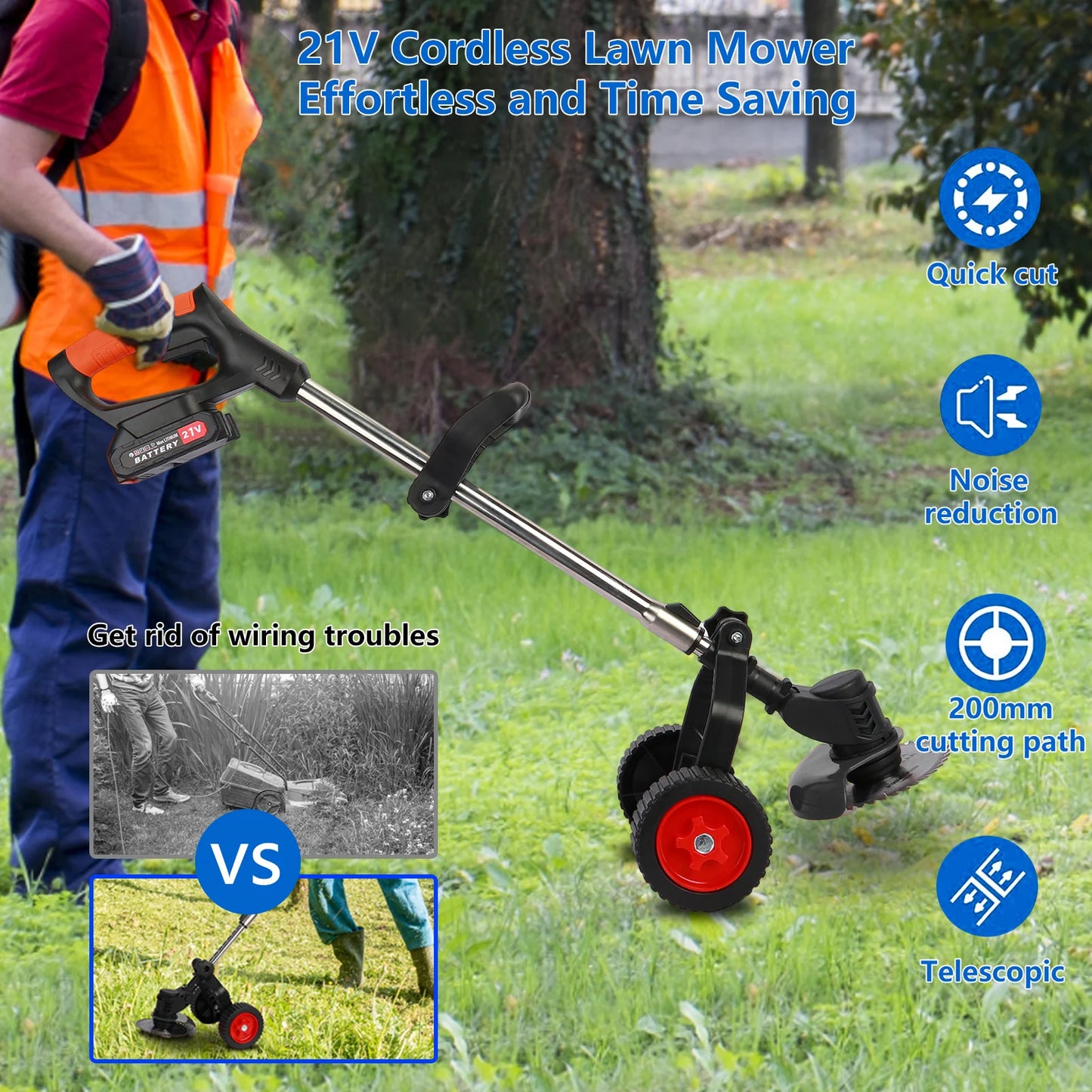 3 In 1 Small Push Lawn Cordless Trimmer