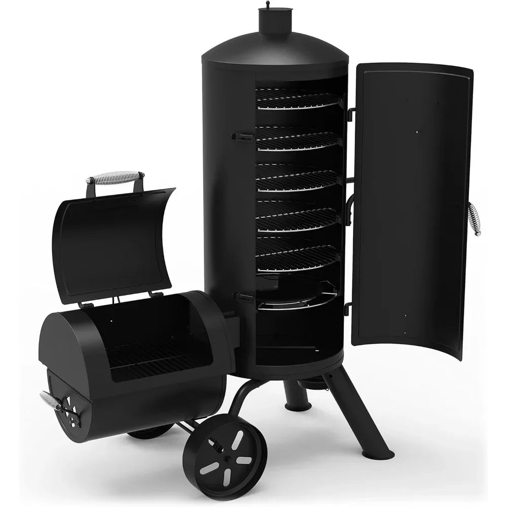 Heavy-Duty Vertical Offset Charcoal Smoker & Grill