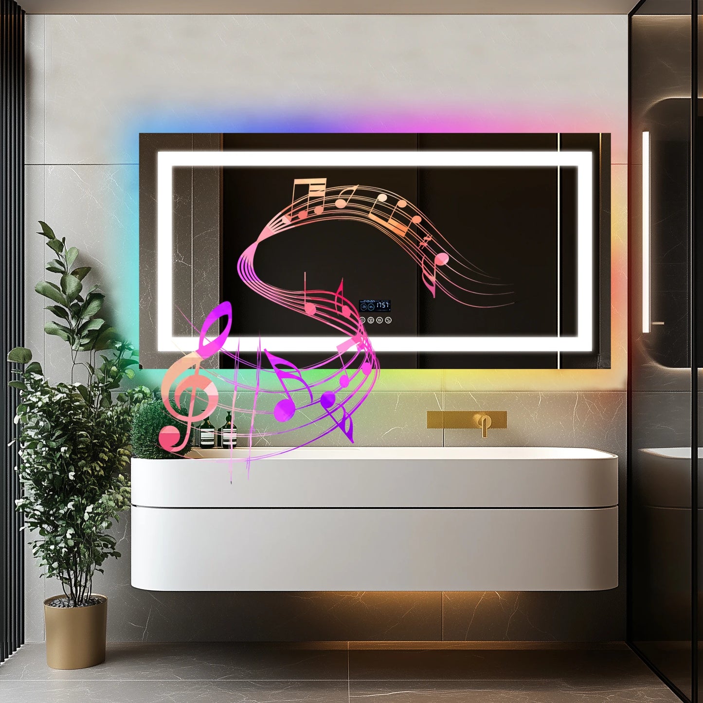 LED Lighted Bathroom Mirror with Bluetooth Speaker
