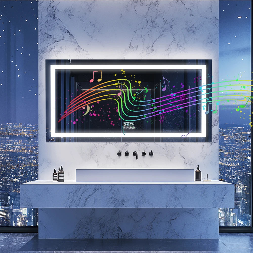 LED Lighted Bathroom Mirror with Bluetooth Speaker