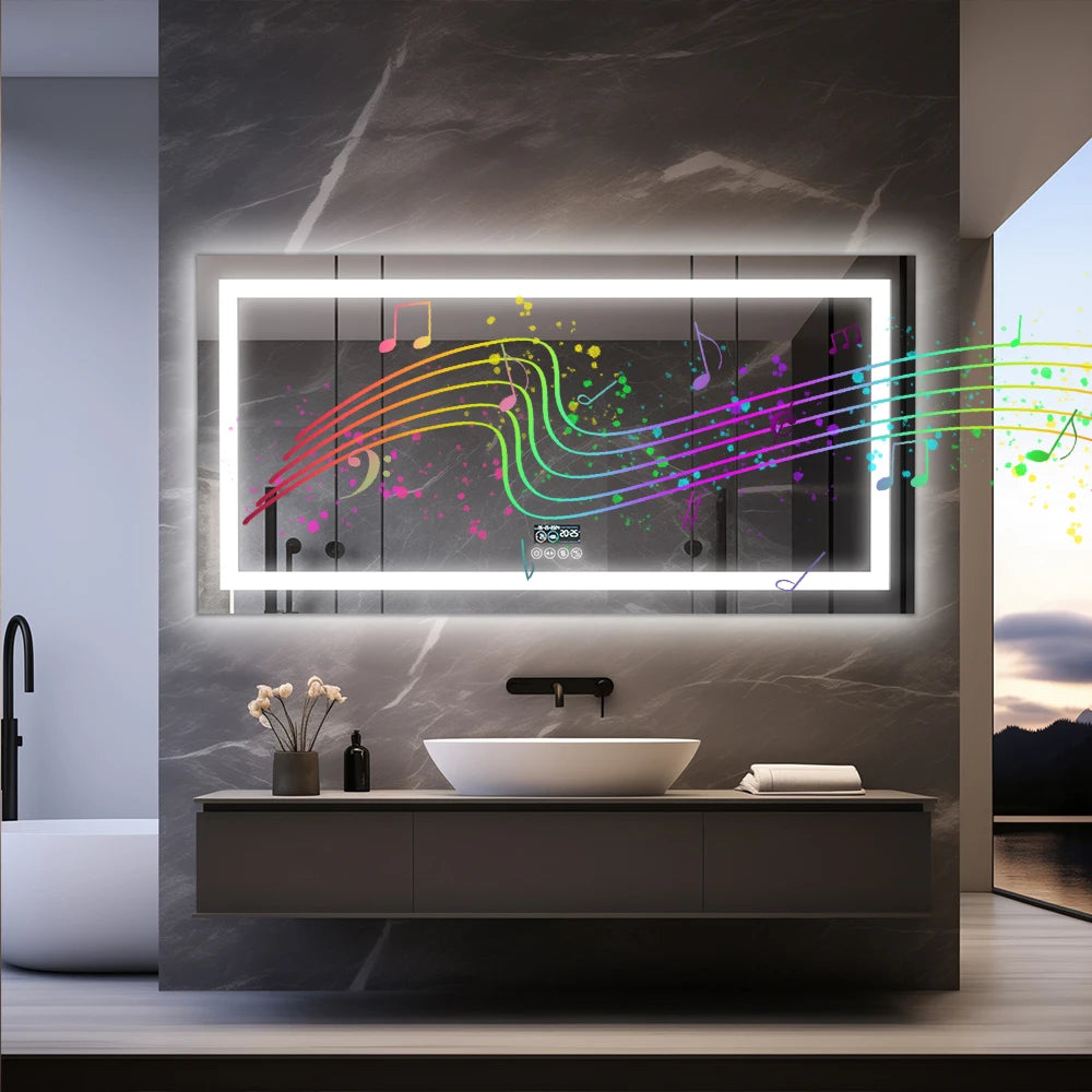 LED Lighted Bathroom Mirror with Bluetooth Speaker