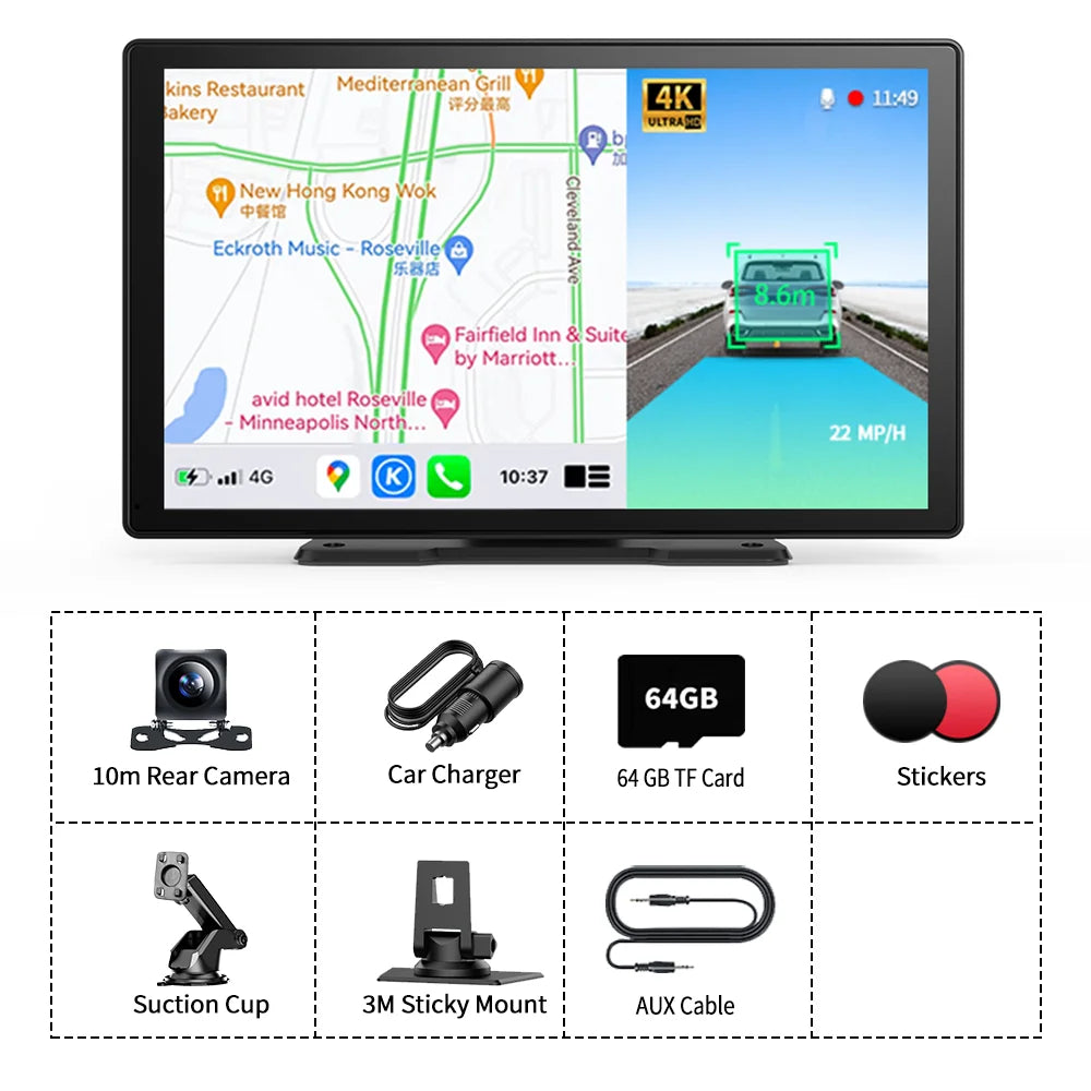 9'' Imagebon A8Pro ADAS Wireless Carplay & Android Auto Dash Cam