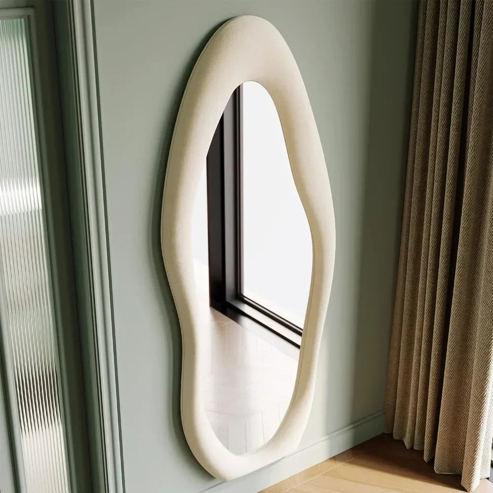 Full Length Mirror, 63" x 24" Flannel Wrapped Wooden Frame