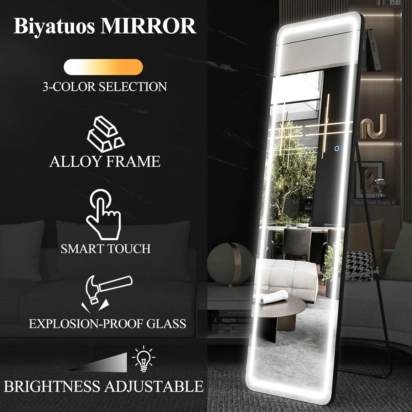 Wall Mounted Hanging Mirror with Lights-Makeup Vanity Mirror