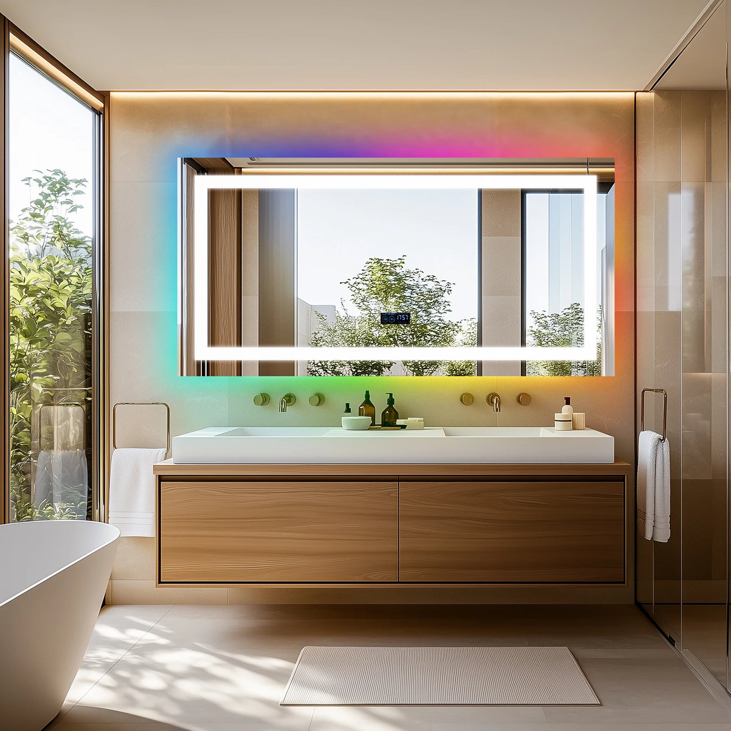 LED Lighted Bathroom Mirror with Bluetooth Speaker