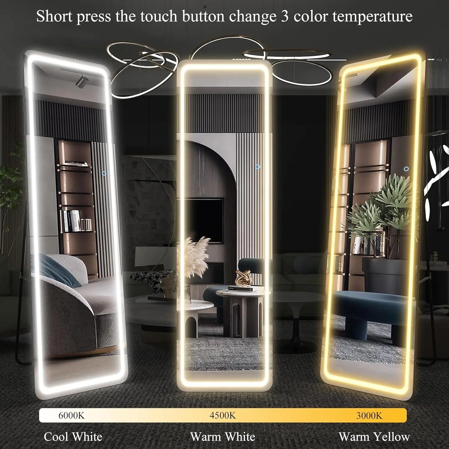 Wall Mounted Hanging Mirror with Lights-Makeup Vanity Mirror