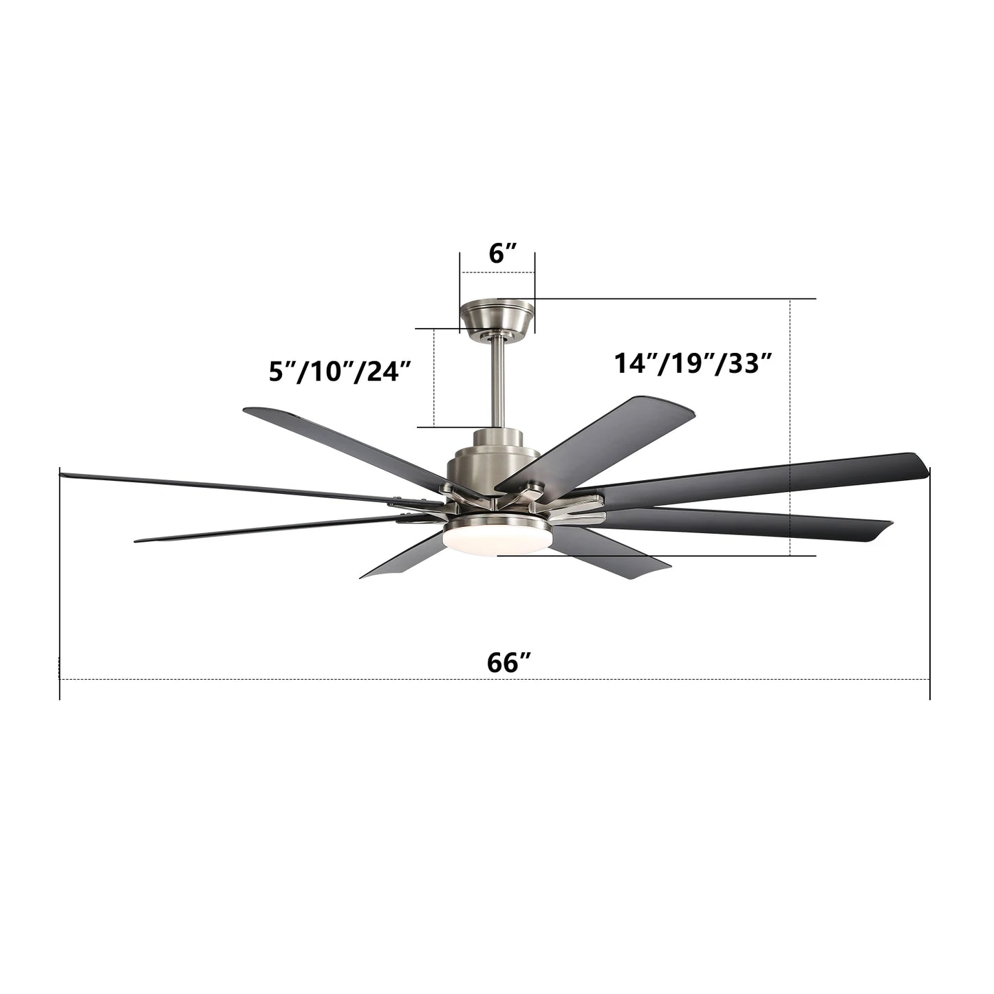 Sofucor Modern 66-inch Ceiling fan with LED DC with remote control