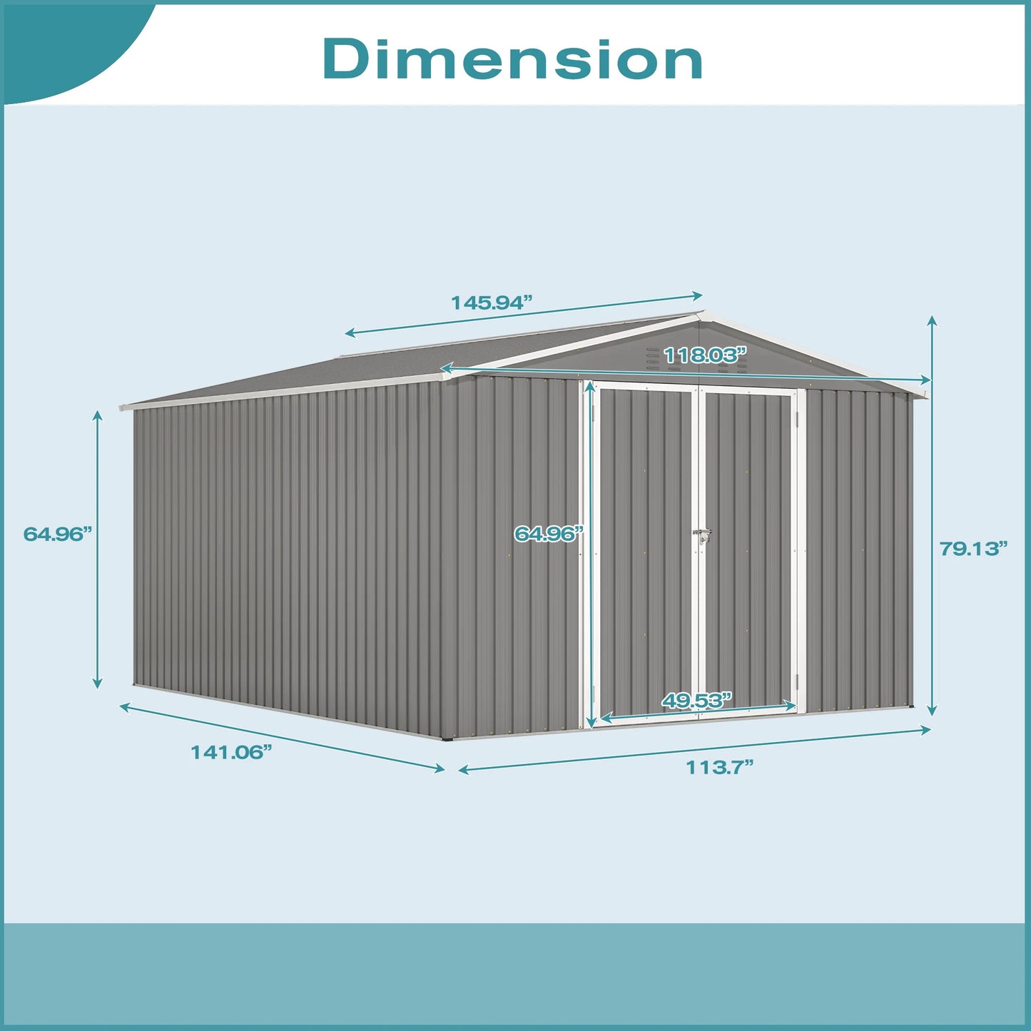 10 X 12 FT Large Metal Utility Tool Sheds with Floor Frame