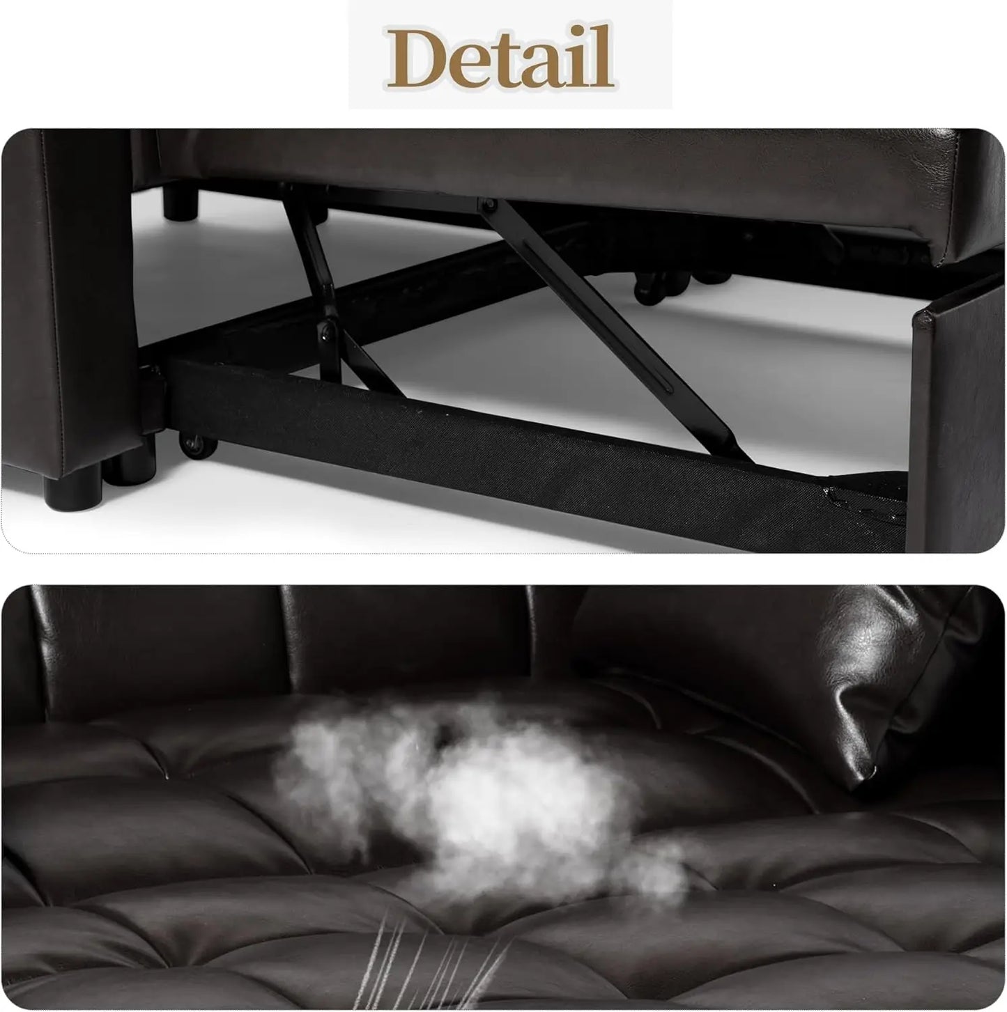 Convertible Sofa Bed 3-in-1 Multi-Functional Faux Leather Sleeper Couch