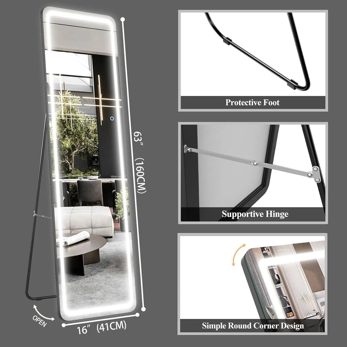 Wall Mounted Hanging Mirror with Lights-Makeup Vanity Mirror