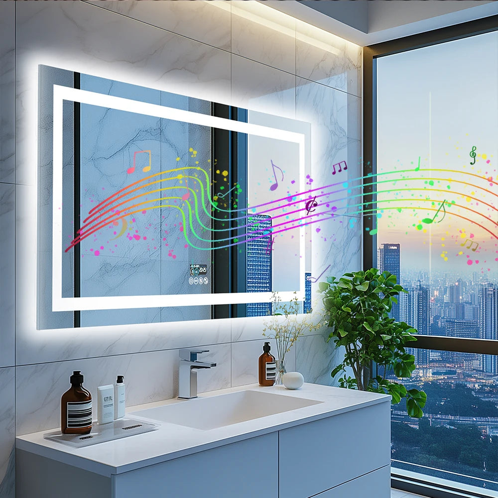 LED Lighted Bathroom Mirror with Bluetooth Speaker