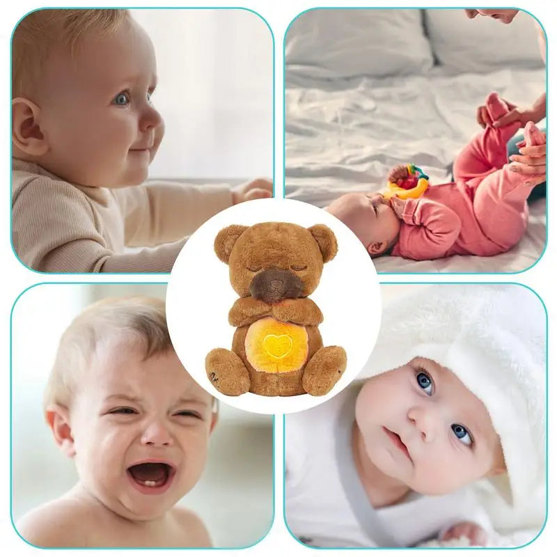 30cm Breathing Bear Baby Animals Plush Toys Kids Sleeping Appease Companion Snoring Doll with Sound and Light Birthday Gift