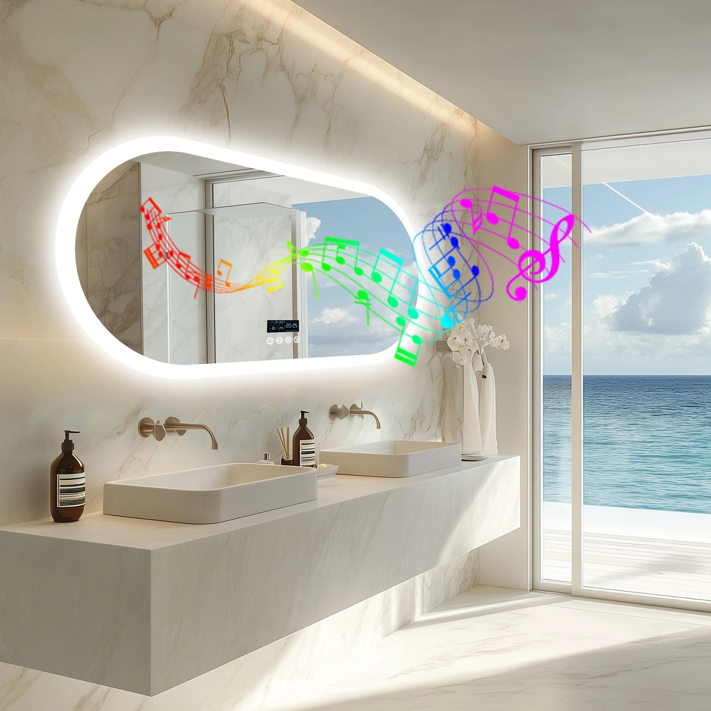 LED Lighted Bathroom Mirror with Bluetooth Speaker