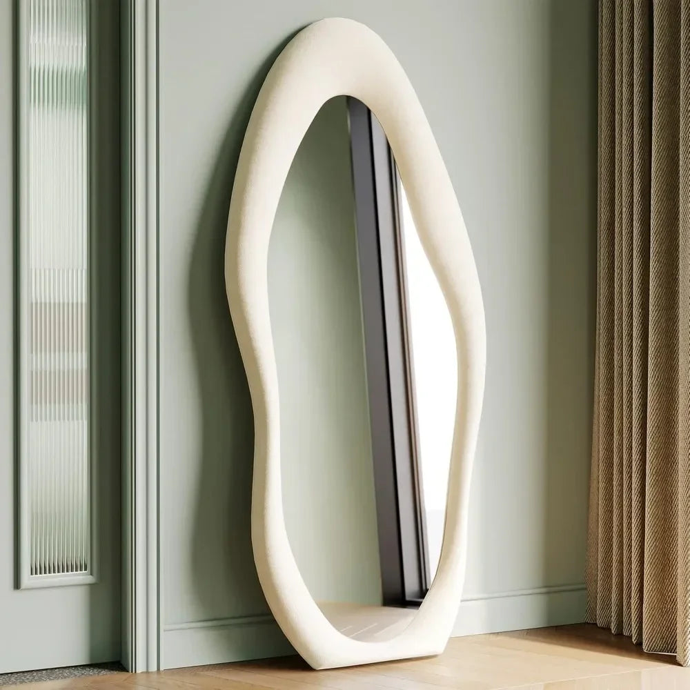 Full Length Mirror, 63" x 24" Flannel Wrapped Wooden Frame