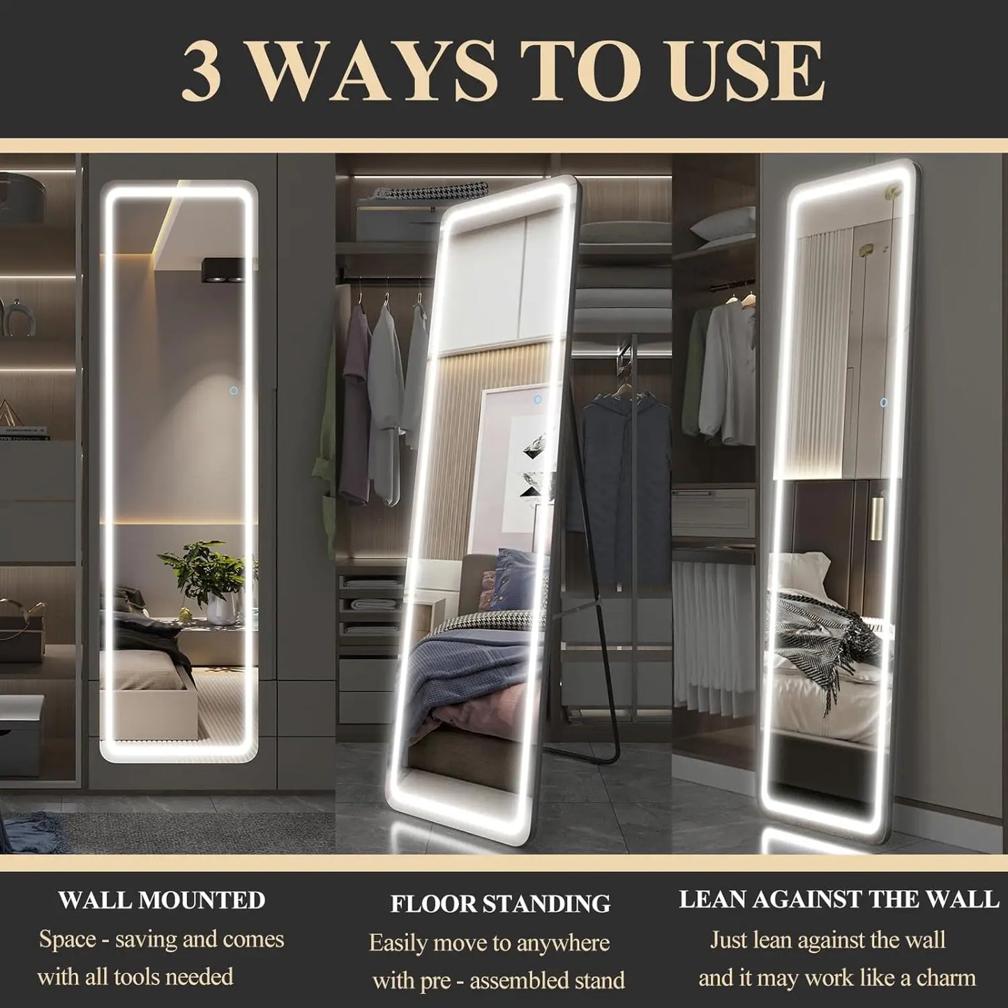 Wall Mounted Hanging Mirror with Lights-Makeup Vanity Mirror