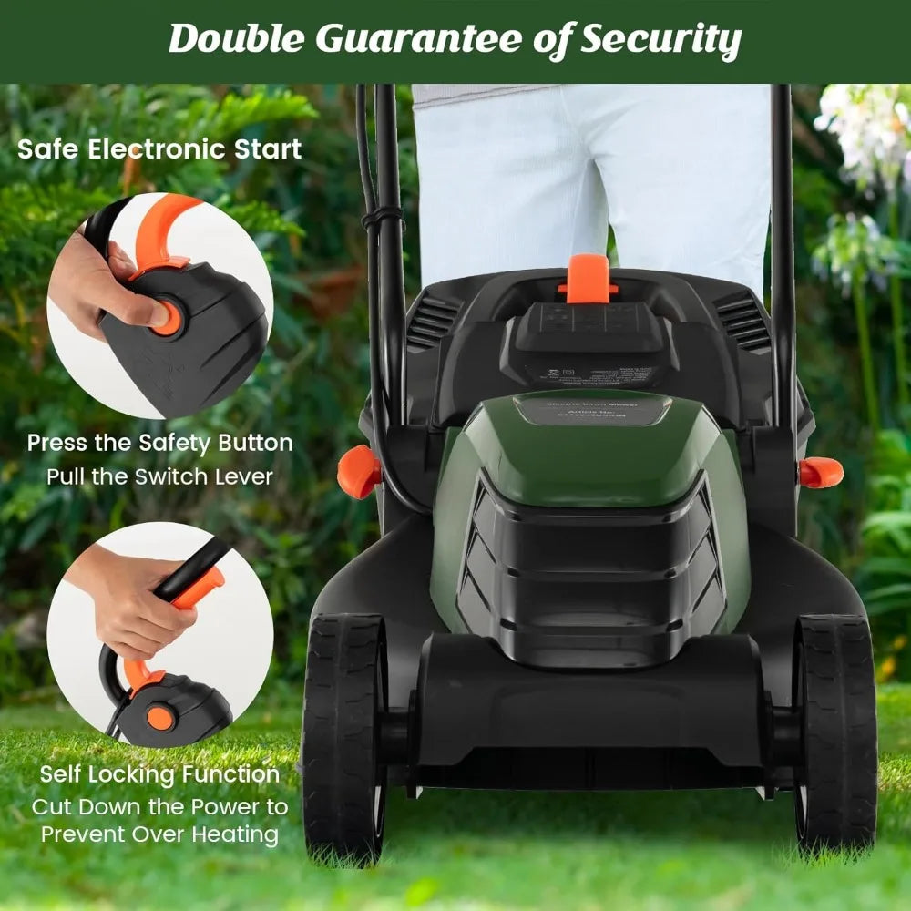 12-AMP 14-Inch Walk-Behind Lawnmower with Collection Box