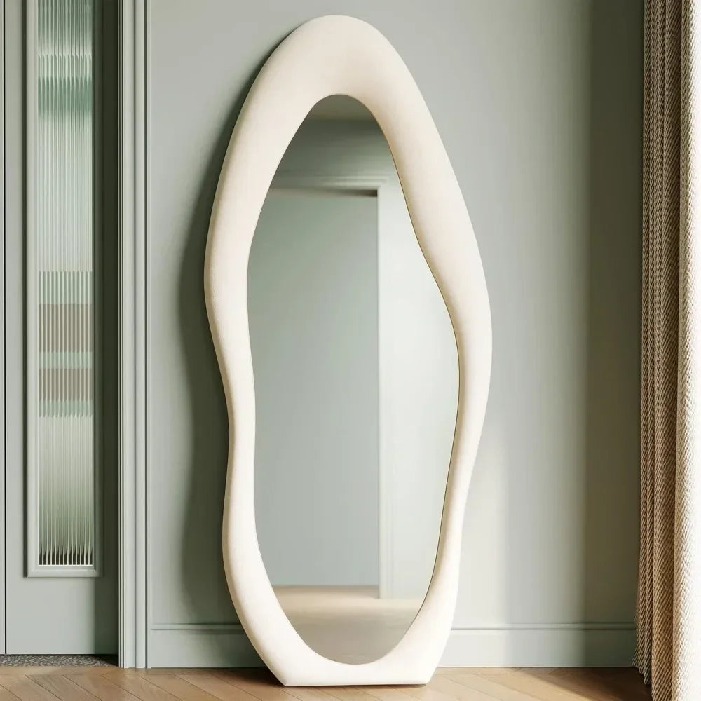 Full Length Mirror, 63" x 24" Flannel Wrapped Wooden Frame