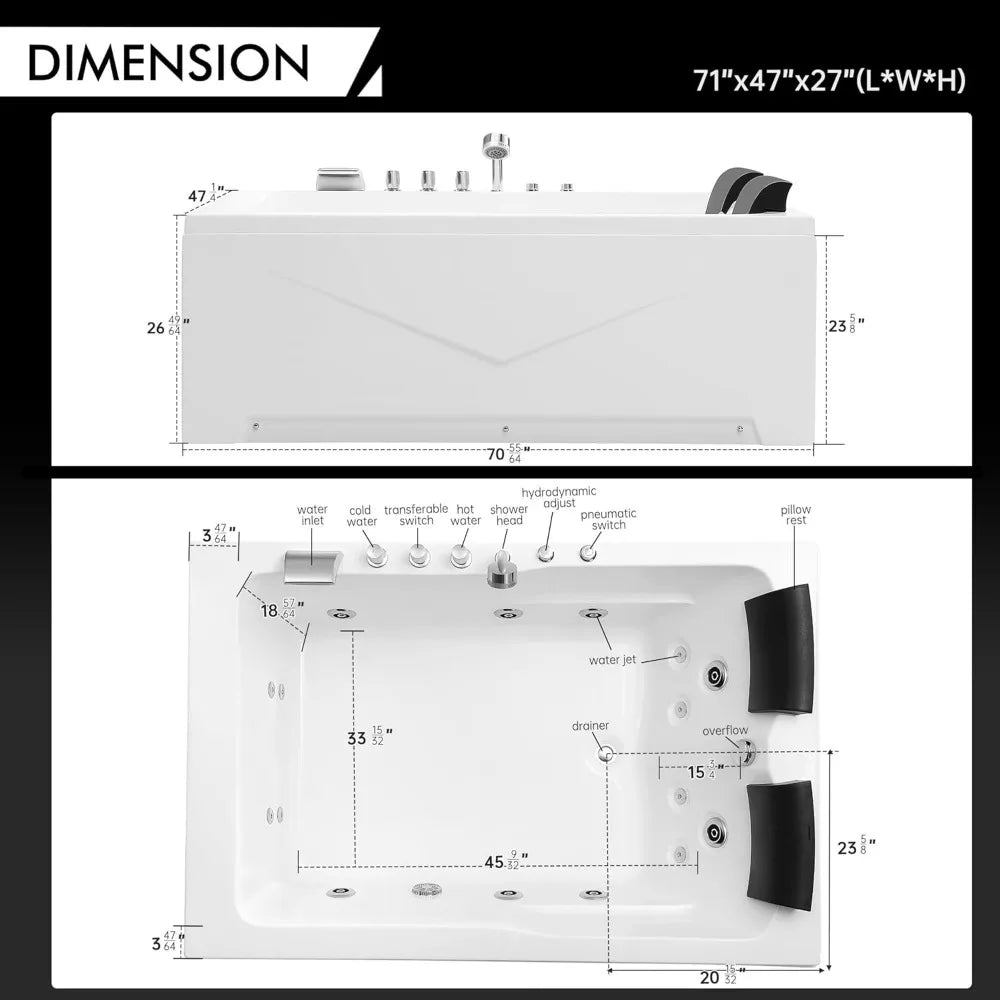 2 Person Hydro Massage Bathtub