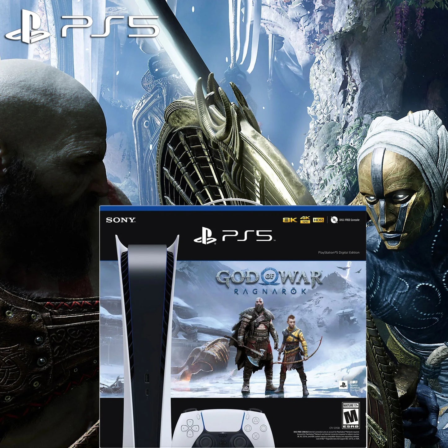 Sony PS5, PlayStation 5 Console Digital Edition God of War Ragnarök Bundle