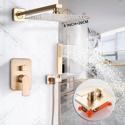 8" Rainfall Bath Shower Faucet Set with Handshower