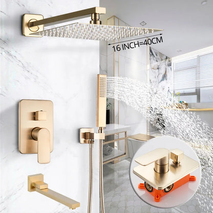 8" Rainfall Bath Shower Faucet Set with Handshower