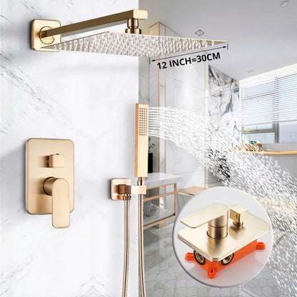 8" Rainfall Bath Shower Faucet Set with Handshower