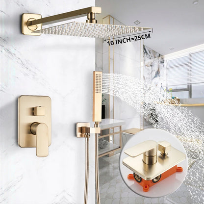 8" Rainfall Bath Shower Faucet Set with Handshower