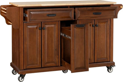 Kitchen Island Cart with 4-Doors Storage Cabinet