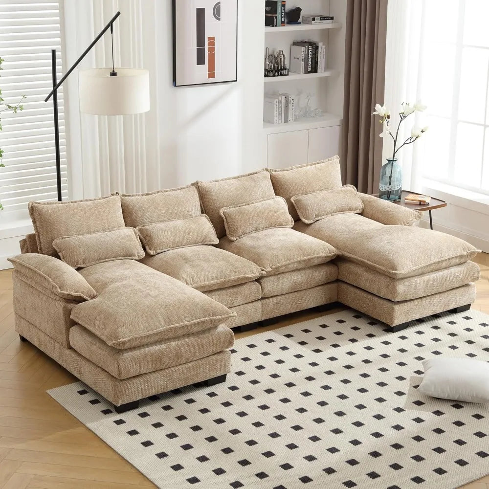 Modular Sofa Sleeper with Double Chaise & Memory Foam