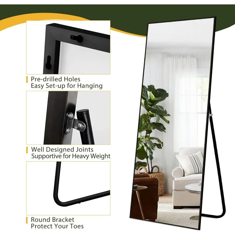 59x16 Inch Aluminum Alloy Frame Large Wall Mirror