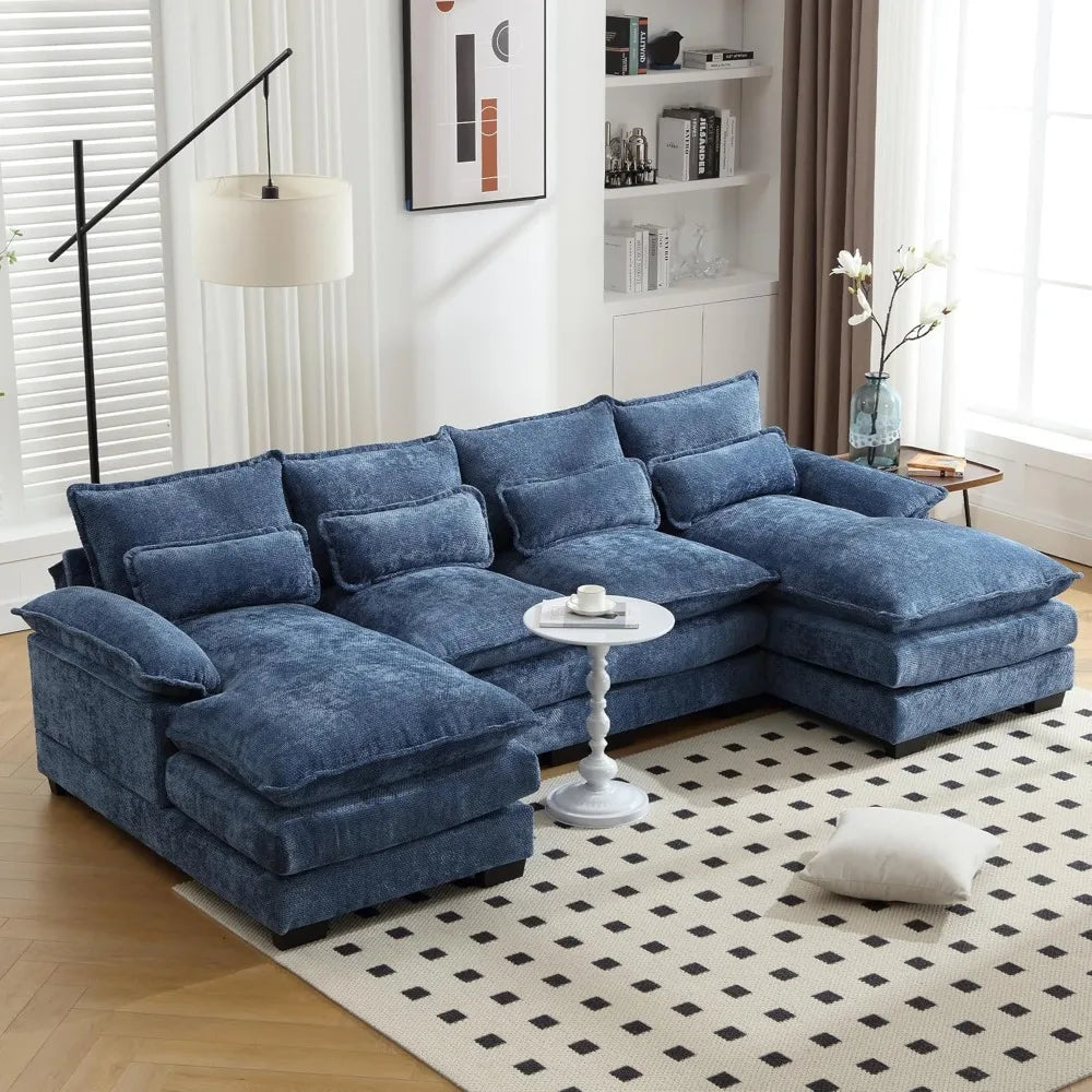 Modular Sofa Sleeper with Double Chaise & Memory Foam