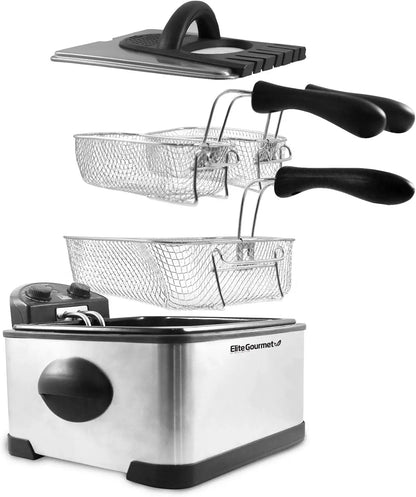 Electric Immersion Deep Fryer 3-Baskets